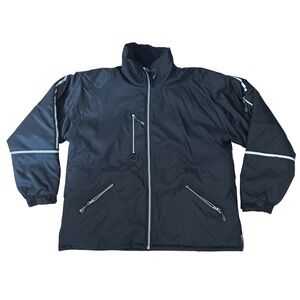GAME Sportswear Black Quilted Lined Zippered Jacket Reflective Mens‎ 2XL